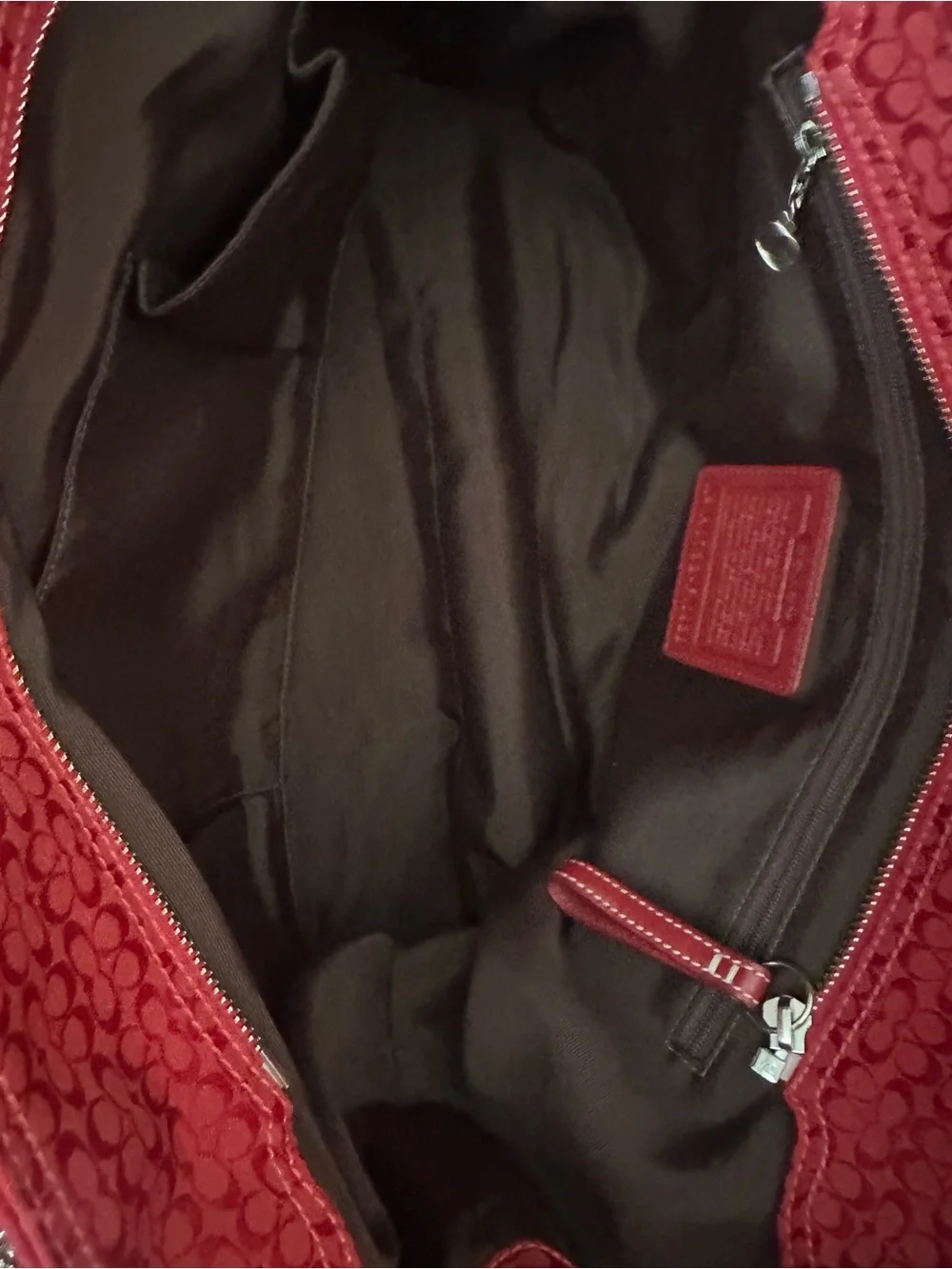COACH Soho Y2K Cherry Red Signature C Canvas Shoulder Tote Bag Lg Style F10928